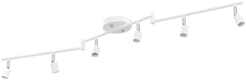 AIBOO Modern White Track Lighting Kit with 6 Flexible Ceiling Spot Lights