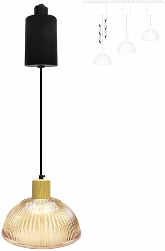 Adjustable Height Track Lighting Natural Wood E26 Socket Chandelier