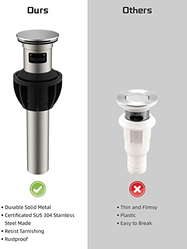 2-Pack Chrome Metal Bath Sink Drain with Overflow Pop-Up Design