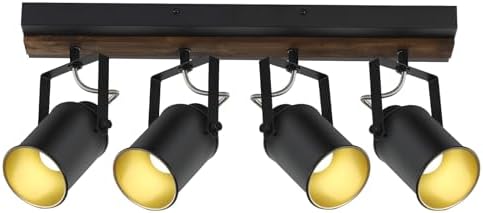 SEEBLEN 4 Light Black Wood Track Lighting Kit