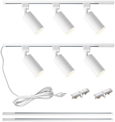 6 Light GU10 Track Lighting Kit with 66FT H Track Rails