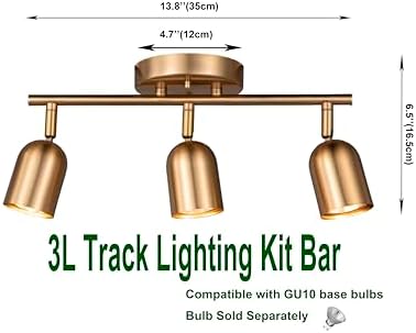 3 Light Ceiling Track Lighting Kit Matte Brass Finish