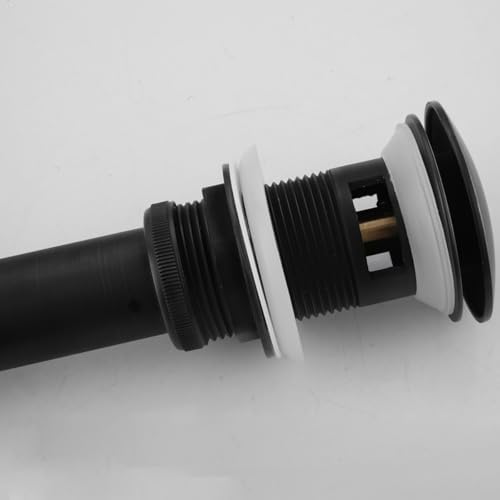 HMEGAO Matt Black Bathroom Sink Drain with Overflow