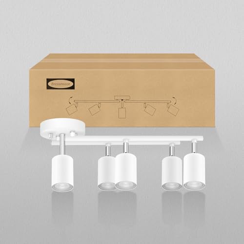 Sturdy 5-Way LED Track Lighting Kit - Matte White Ceiling Lights