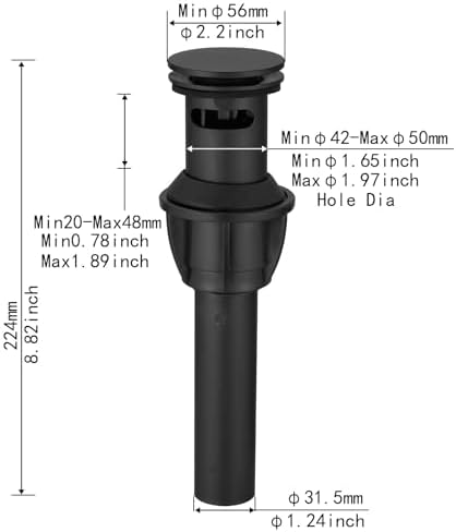 Greenspring Matte Black Bathroom Sink Drain Stopper