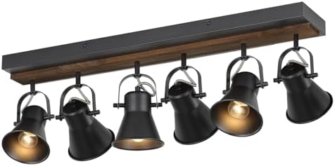 KEESFU 6 Light Track Lighting Kit Black Modern Farmhouse Ceiling Light
