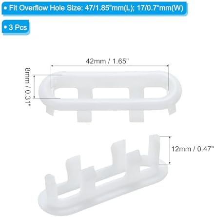 3-Piece Bath Sink Overflow Rings with White Design