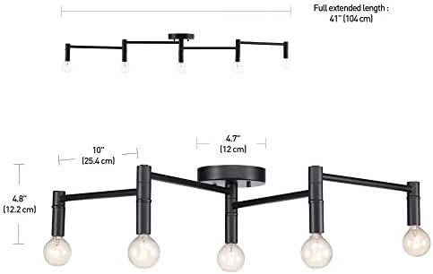 Globe Electric 59969 Tempo 5-Light Foldable Track Lighting Matte Black