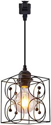 Dimmable Metal Handle Pendant Light 32 Ft Industrial Style Black Cage