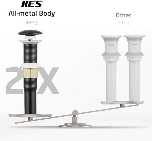 KES Matte Black Sink Drain Strainer No Overflow