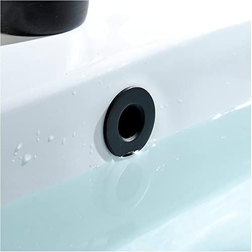 2-Piece Matte Black Brass Sink Overflow Ring Cover