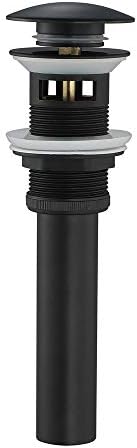 HMEGAO Matt Black Bathroom Sink Drain with Overflow