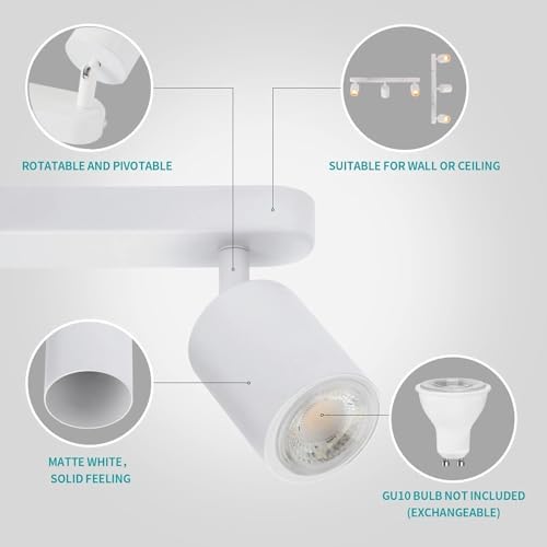 3 Way Track Lighting Kit with Rotatable Heads