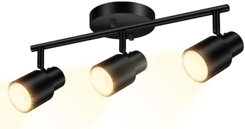 BoostArea 3-Light Track Lighting Kit Black Durable Versatile