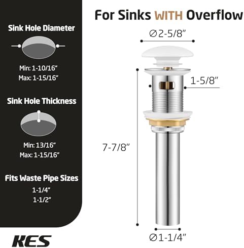 KES elegance bathroom sink drain with overflow