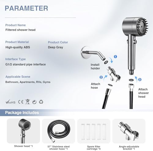 Ion shower head for RVs gyms homes Pure water purification