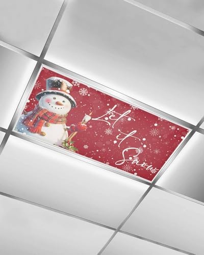 Distinctive Magnetic Fluorescent Ceiling Light Cover - Snowman with Candle