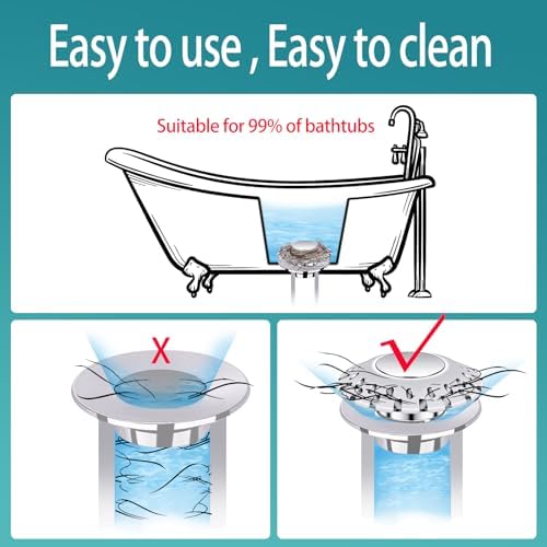 VERUMUNS Universal Tub Stopper Drain Plug with Hair Catcher