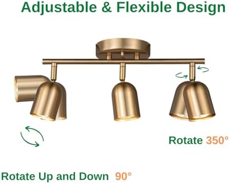 3 Light Ceiling Track Lighting Kit Matte Brass Finish