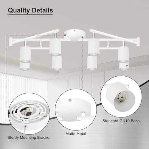 8 Light Track Lighting Fixtures Ceiling Matte White