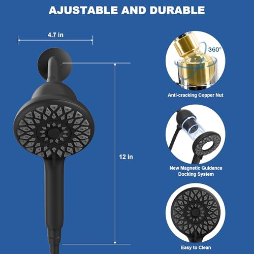 Aonebath 2-in-1 Handheld Rain Shower Head with Magnetic Docking System