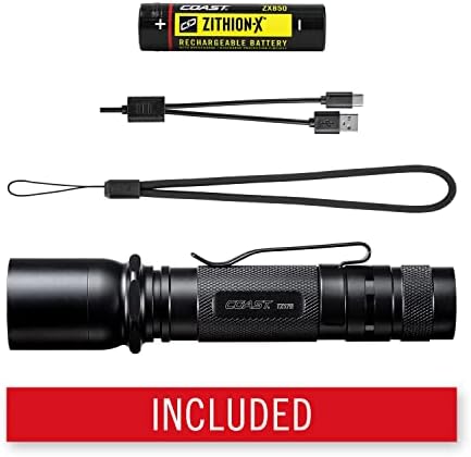 Coast TX17R Rechargeable Flashlight with Spot and Flood Durable Aluminum Build