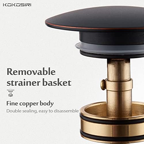 KOKOSIRI Pop Up Sink Drain with Strainer Basket