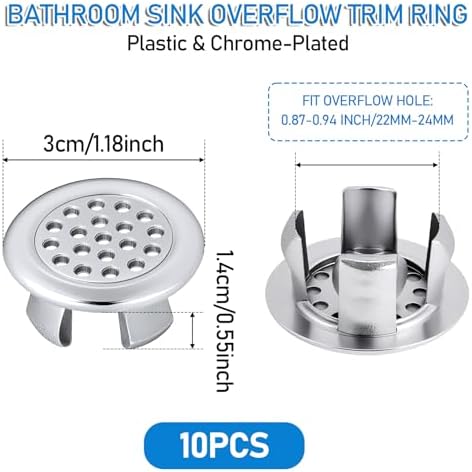 10-Piece Set of High-Quality Bathroom Sink Overflow Drain Covers