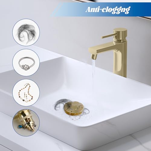 Hibbent 2 Pack All Metal Bathroom Sink Stopper