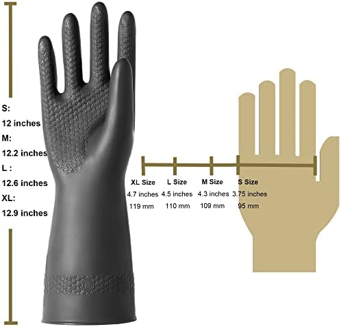 ROYAKI Chemical Resistant Latex Gloves Black 1 Pair S-M-L-XL