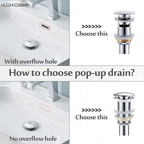 KOKOSIRI Bathroom Sink Drain with Detachable Hair Catcher