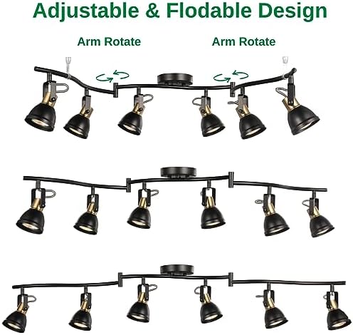 6 Light Foldable Track Lighting Kit with Matt Black Brass Finish 1