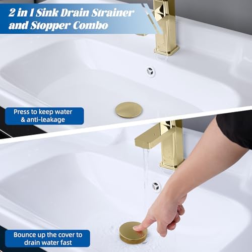 Hibbent 2 Pack All Metal Bathroom Sink Stopper