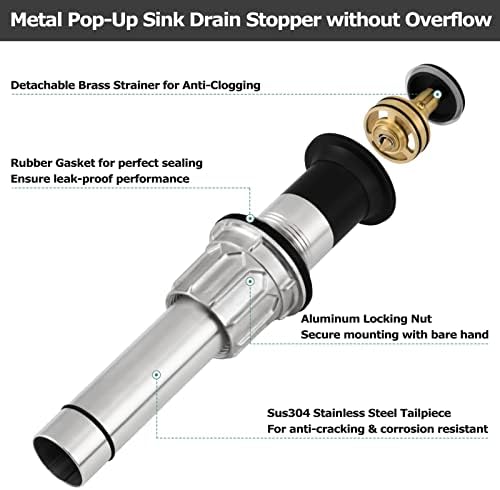 PARLOSBathroom Sink Drain Without Overflow 304 Stainless Steel