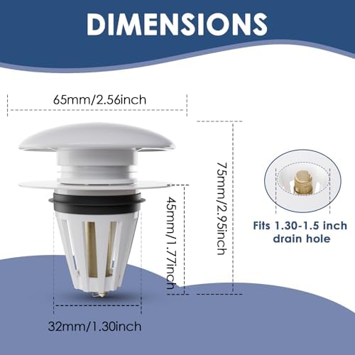 Feptuase 2-in-1 Sink Stopper - Effortless Durable White