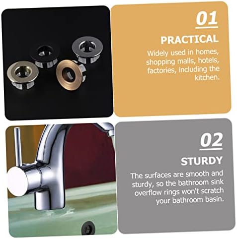 OSALADI 2pcs Bathroom Sink Overflow Cover Brass ABS Material