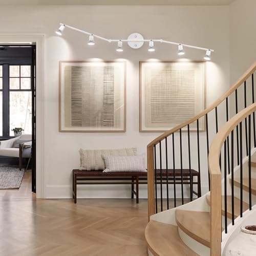 AIBOO Modern White Track Lighting Kit with 6 Flexible Ceiling Spot Lights