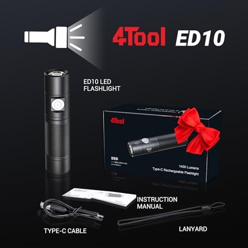 Compact 1400 Lumens led flashlight rechargeable waterproof