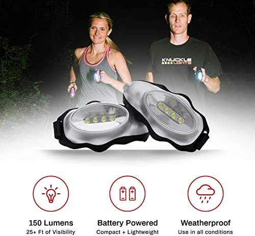2-Pc Flashlights for Runners Walkers - Lightweight Nightlight with Strap Silver