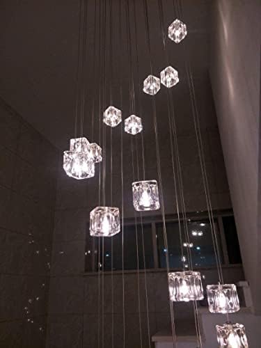 16 or 25 Glass Ball Chandelier for Staircase and Living Room