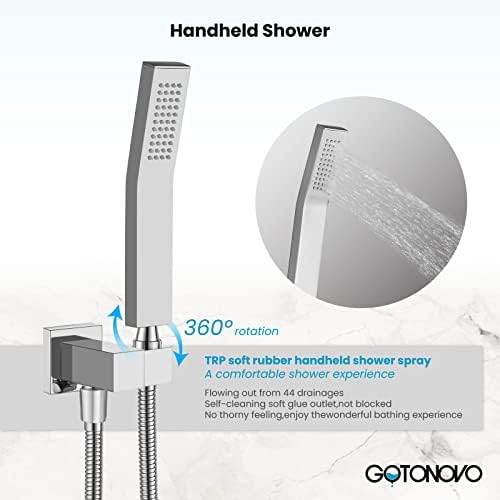 Gotonovo Wall Mount Chrome Polished Brass Handheld Shower Head