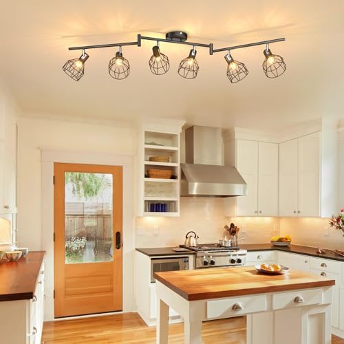 GORDNWE 6-Light Adjustable Track Lighting Kit - Black
