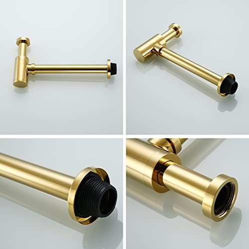 Modern Round Brass P Trap with Gold Finish