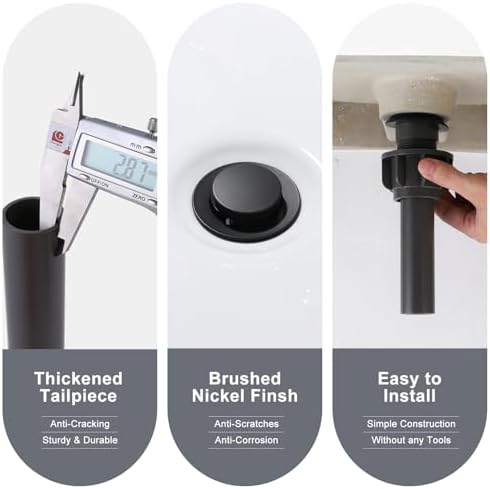 ALEASHA Matte Black Pop Up Drain Stopper for Bathroom Sink