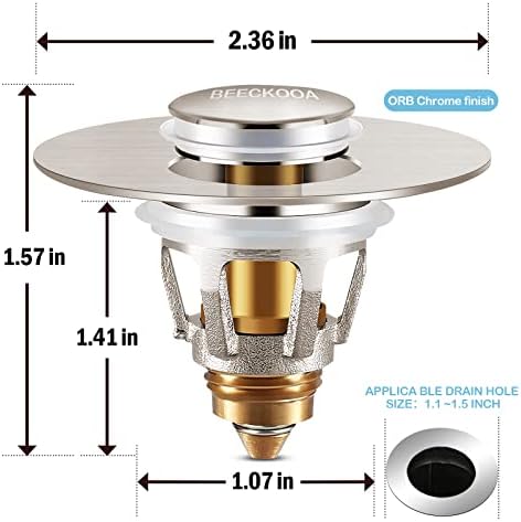 BEECKOOA 11-15 Bathroom Sink Plug 2-in-1 Design