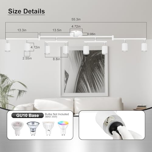 8 Light Track Lighting Fixtures Ceiling Matte White
