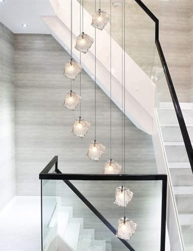 Modern Minimalist Spiral Long Chandelier Crystal Pendant Light