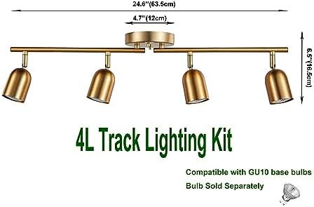 4 Light Track Lighting Kit with Matt Brass Finish