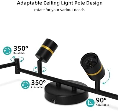 HiBay 6-Light Track Lighting Fixture Set Matte Black Foldable Arm Rotatable Head