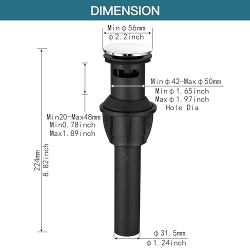 Bathqrstics Durable US Standard Sink Drain with Overflow